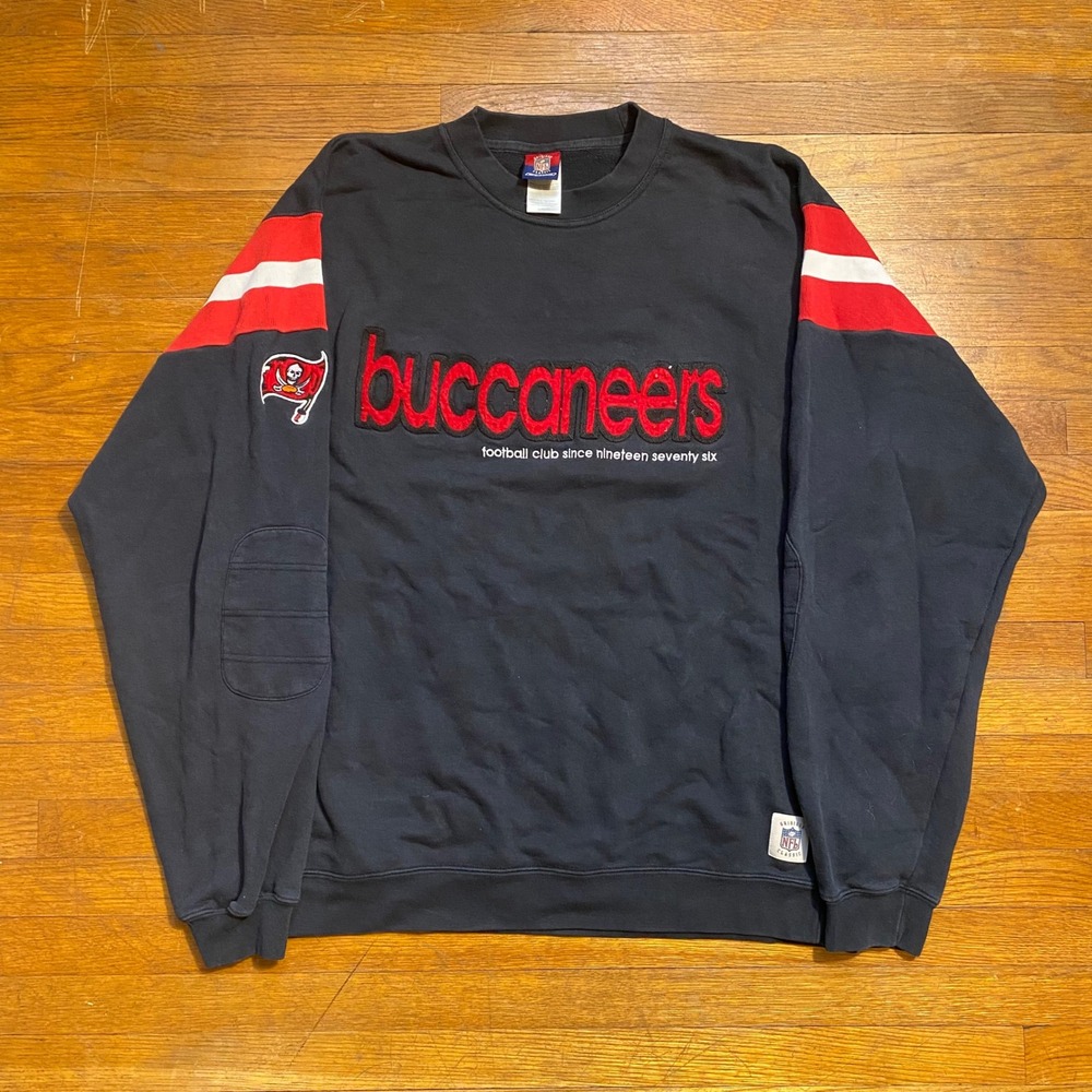 Vintage Reebok NFL Tampa Bay Buccaneers Sweatshirt Black Red Mens Large Crewneck